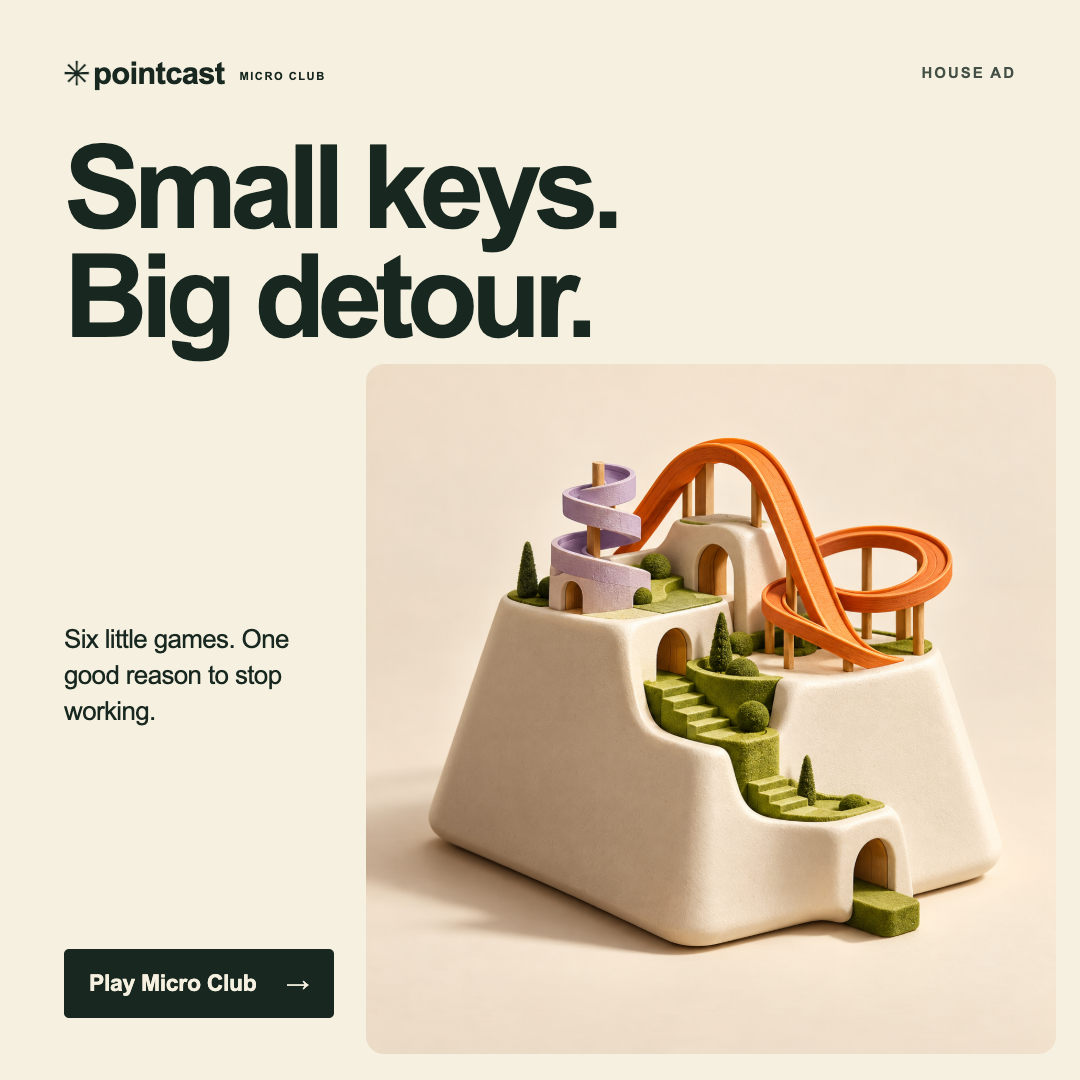 Small keys. Big detour. PointCast Micro Club house ad.